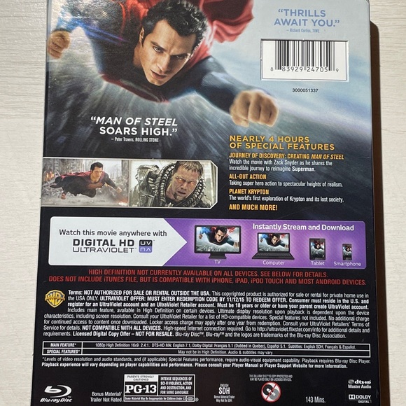 Man of Steel (Blu-ray + DVD Only, 2013) - Picture 4 of 6